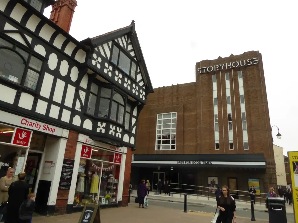 The brick former Odeon building that is now Storyhouse in central Chester