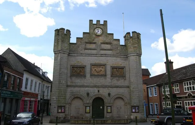 The stone front of Horsham's old town hall at the head of the Causeway