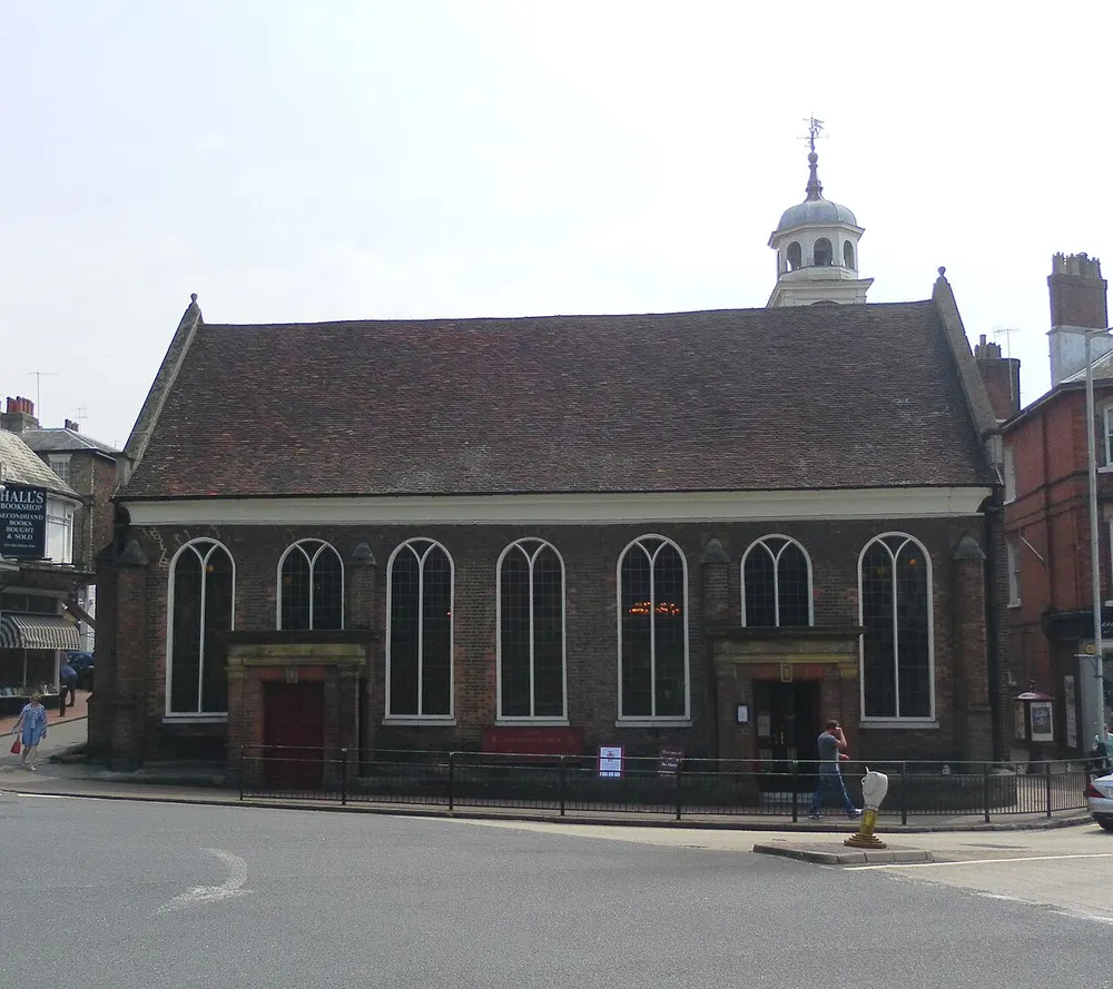 The brick Church of King Charles the Martyr beside the Pantiles in Tunbridge Wells