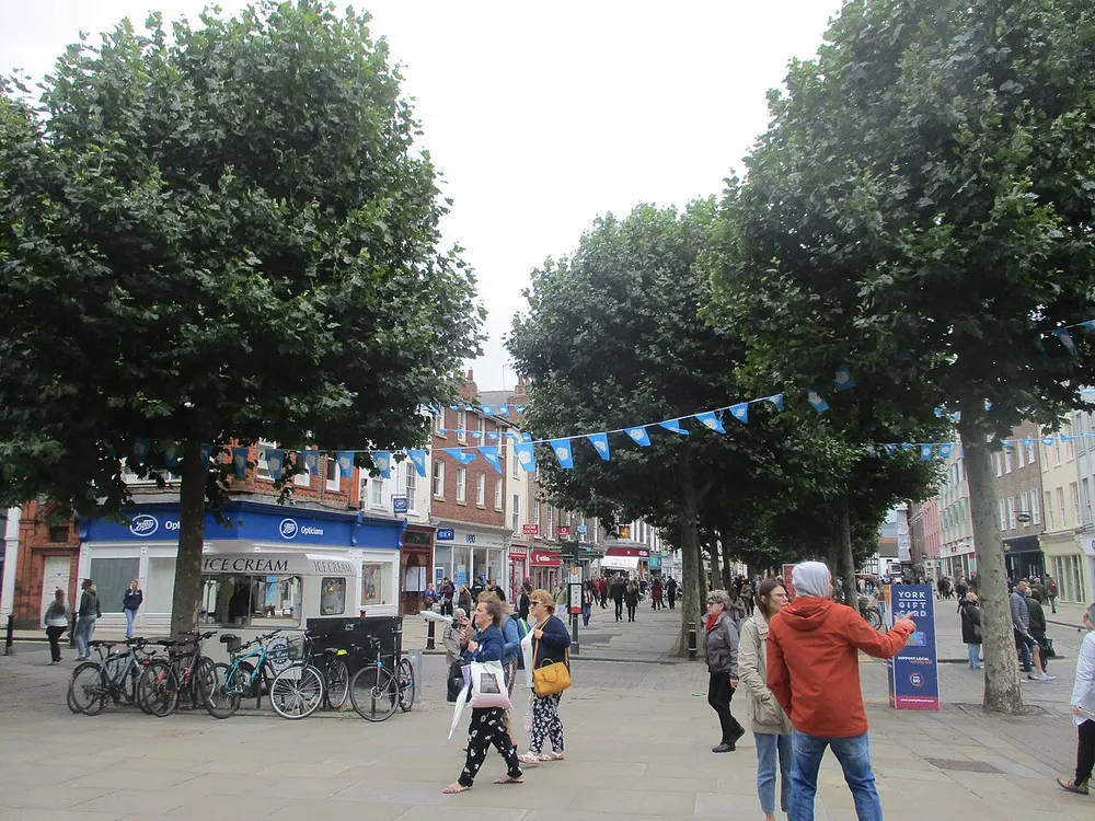The wide pedestrian run of Parliament Street in central York